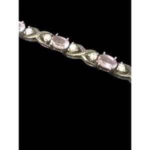 Vtg Dee Berkeley Sterling Silver Amethyst Spinel Tennis Bracelet 7.5” 12.9g
